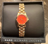Marc Jacobs Henry Dinky Red Dial Gold Steel Strap Watch for Women - MBM3202 Buy Now By Marc Jacobs