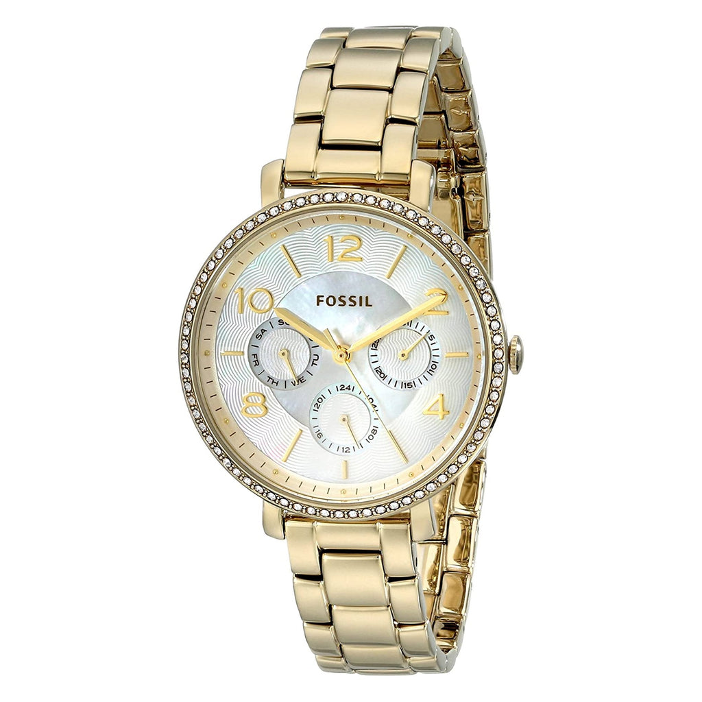 Fossil Rye Mother of Pearl White Dial Gold Steel Strap Watch for Women - ES3756 Buy Now By Fossil
