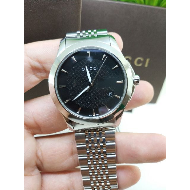 Gucci G Timeless Black Dial Silver Steel Strap Watch For Men - YA126402 Buy Now By Gucci