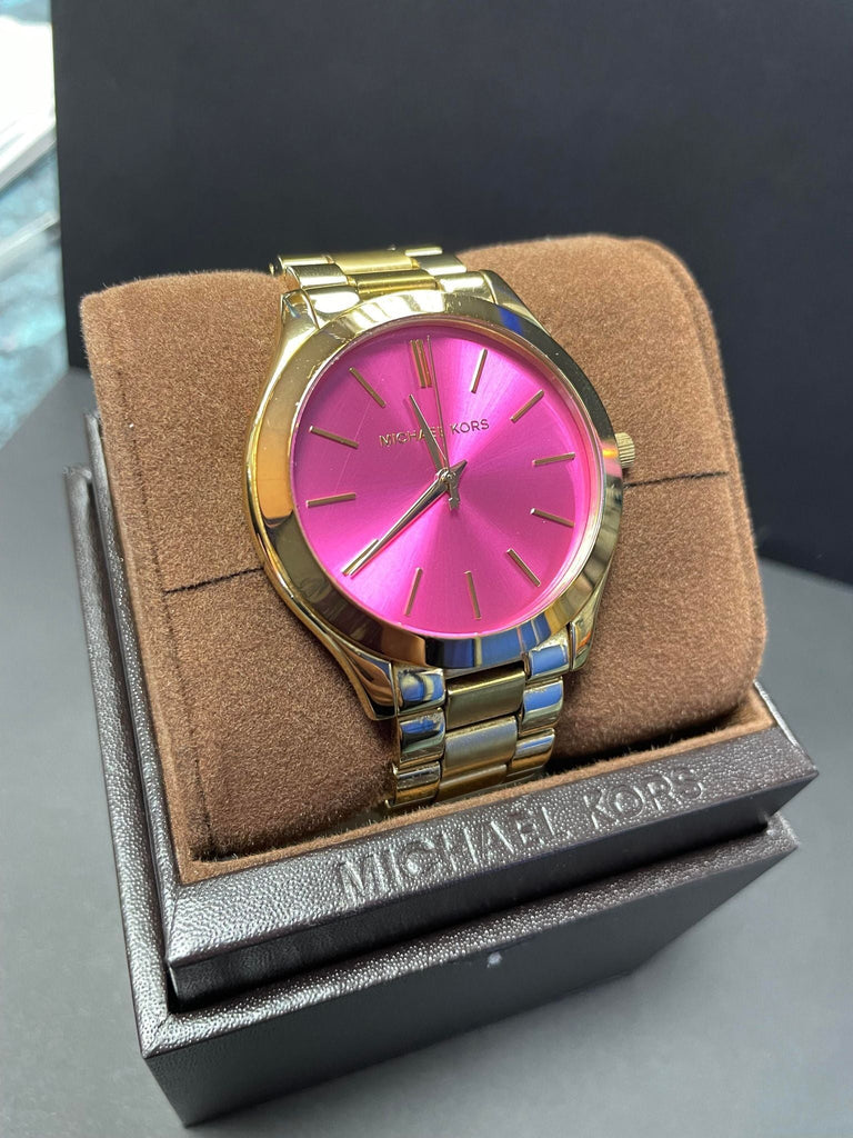 Michael Kors Slim Runway Pink Dial Rose Gold Steel Strap Watch for Women - MK3264 Buy Now By Michael Kors
