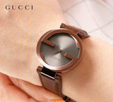 Gucci Interlocking Iconic Brown Dial Brown Leather Strap Watch For Women - YA133207 Buy Now By Gucci