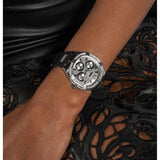 Guess Duchess Crystals Silver Dial Black Silicon Strap Watch For Women - GW0619L1 Buy Now By Guess