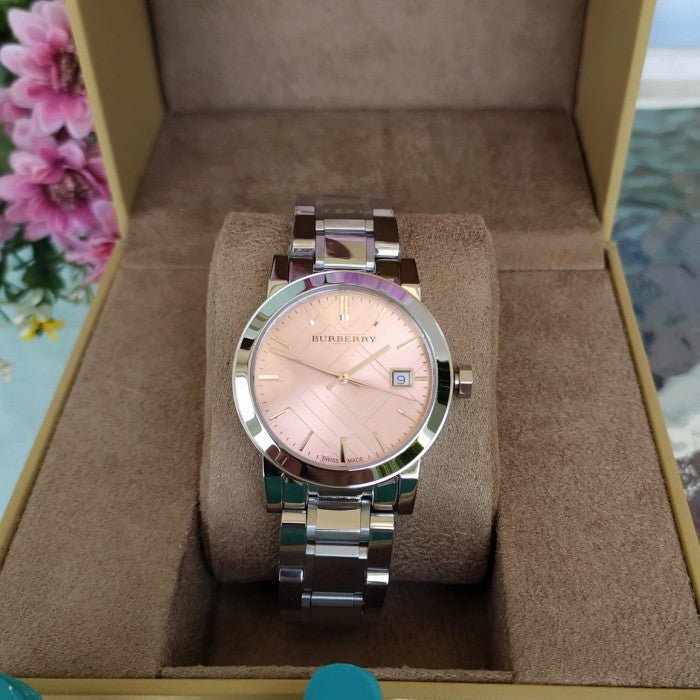 Burberry The City Pink Dial Silver Steel Strap Watch for Women - BU9124 Buy Now By Burberry