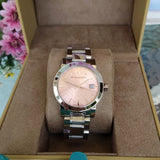 Burberry The City Pink Dial Silver Steel Strap Watch for Women - BU9124 Buy Now By Burberry