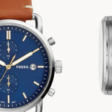 Fossil The Commuter Blue Dial Brown Leather Strap Watch for Men - FS5401 Buy Now By Fossil