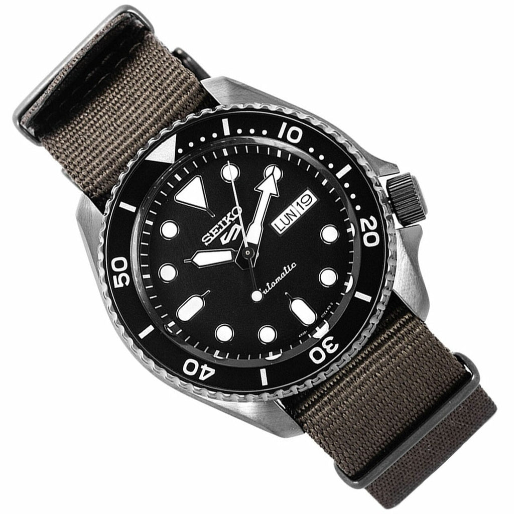 Seiko 5 Sport Automatic Black Dial Green Nylon Strap Watch For Men - SRPD65K4 Buy Now By Seiko