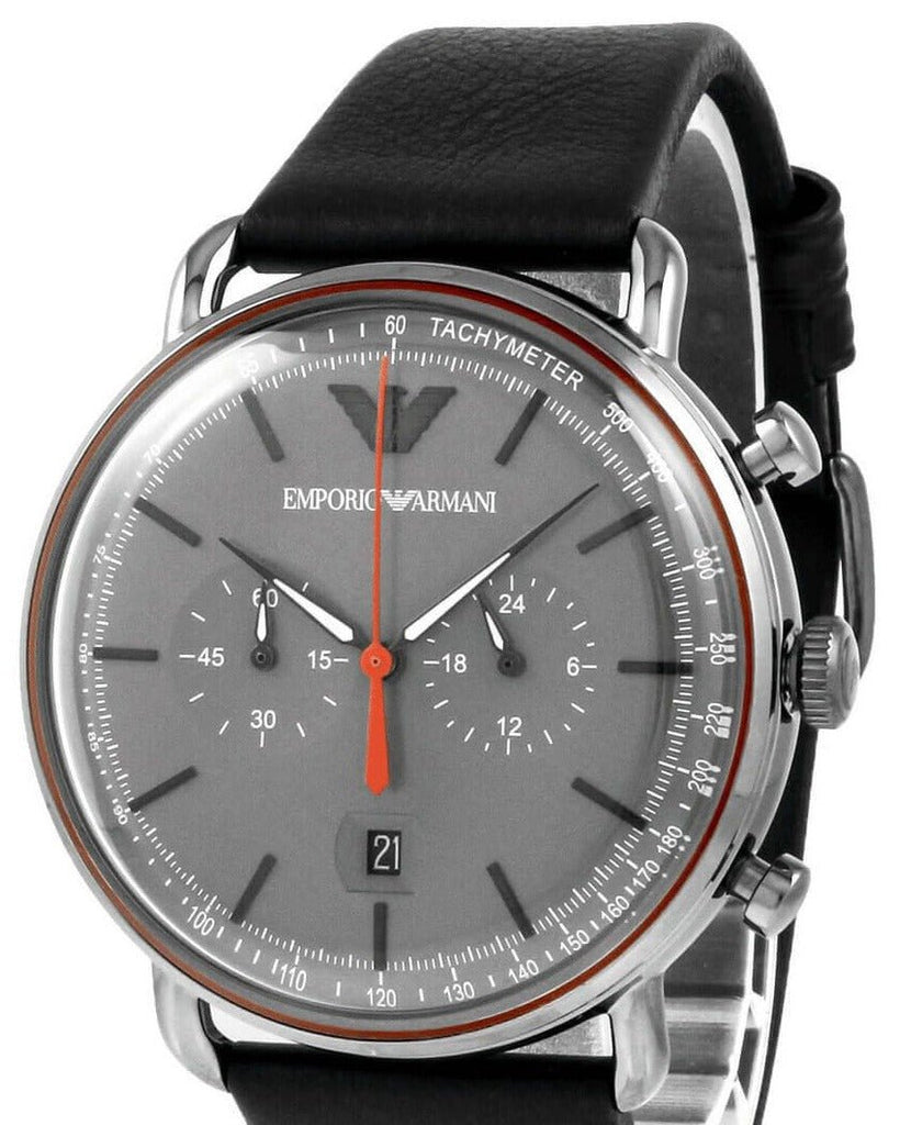 Emporio Armani Aviator Grey Dial Grey Leather Strap Watch For Men - AR11168 Buy Now By Emporio Armani