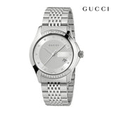 Gucci G Timeless Diamonds Silver Dial Silver Steel Strap Watch For Men - YA126407 Buy Now By Gucci