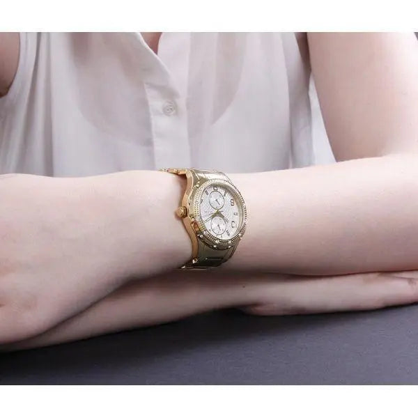 Guess Siren Diamonds Silver Dial Gold Steel Strap Watch for Women - W0442L2 Buy Now By Guess