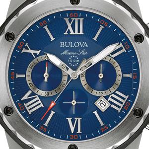 Bulova Marine Star Blue Dial Black Silicone Strap Watch for Men - 98B258 Buy Now By Bulova