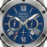 Bulova Marine Star Blue Dial Black Silicone Strap Watch for Men - 98B258 Buy Now By Bulova