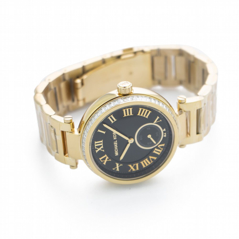 Michael Kors Skylar Black Dial Gold Steel Strap Watch for Women - MK5989 Buy Now By Michael Kors