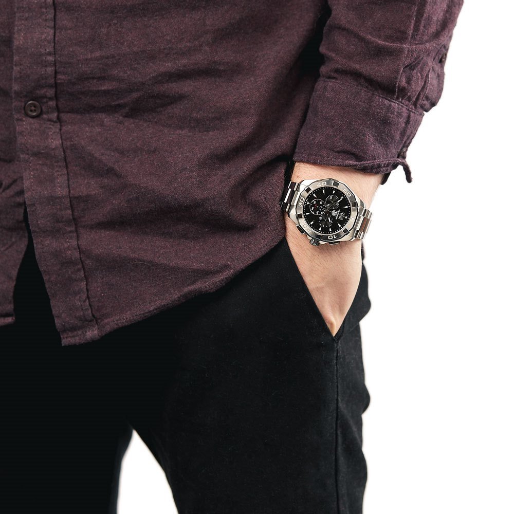 Tag Heuer Aquaracer Chronograph Black Dial Silver Steel Strap Watch for Men - CAY1110.BA0927 Buy Now By Tag Heuer