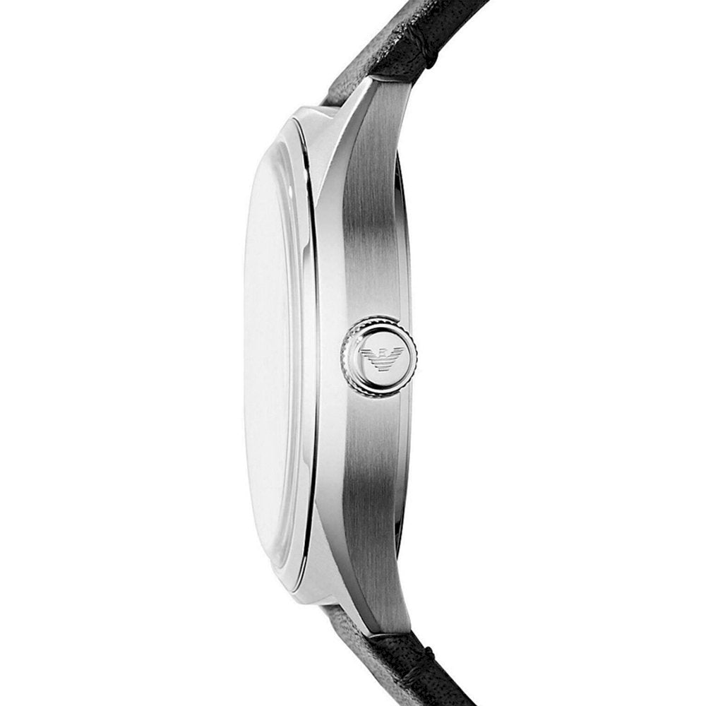 Emporio Armani Meccanico White Skeleton Dial Black Leather Strap Watch For Men - AR60003 Buy Now By Emporio Armani