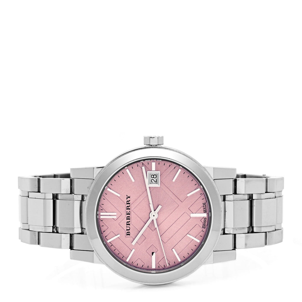 Burberry The City Pink Dial Silver Steel Strap Watch for Women - BU9124 Buy Now By Burberry