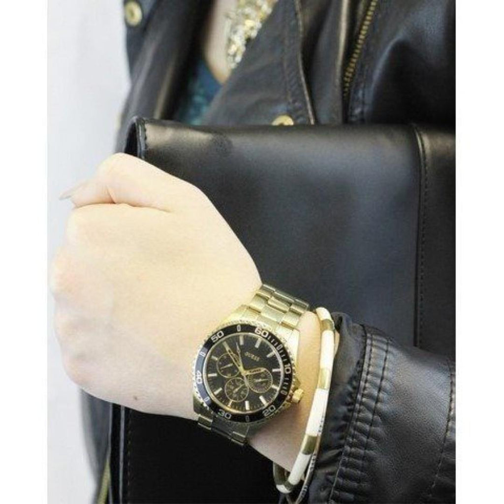 Guess BFF Multifunction Black Dial Gold Steel Strap Watch for Women - W0231L3 Buy Now By Guess