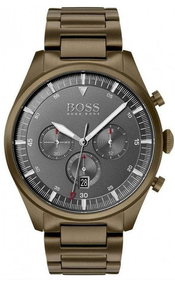 Hugo Boss Pioneer Quartz Gray Dial Brown Steel Strap Watch for Men - 1513715 Buy Now By Hugo Boss