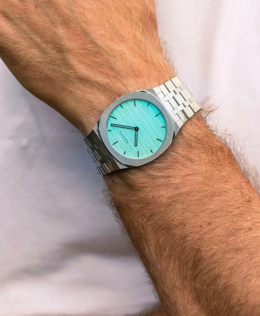 Gucci 25H Quartz Turquoise Dial Silver Steel Strap Watch For Women - YA163409 Buy Now By Gucci