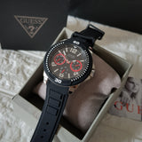 Guess Tread Black Dial Black Rubber Strap Watch for Men - W0967G1 Buy Now By Guess