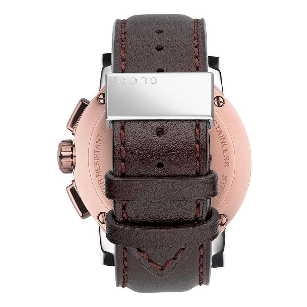 Gucci G Chrono Black Dial Brown Leather Strap Watch For Men - YA101202 Buy Now By Gucci