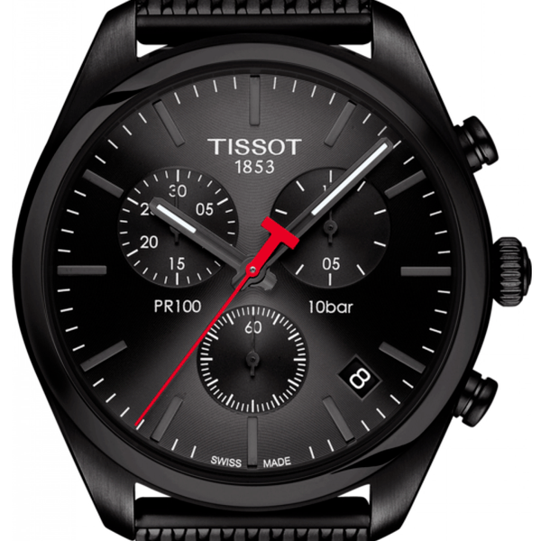 Tissot T Classic PR 100 Chronograph Black Dial Black Mesh Bracelet Watch For Men - T101.417.33.051.00 Buy Now By Tissot