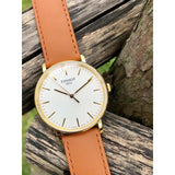 Tissot T Classic Everytime White Dial Brown Leather Strap Watch For Men - T109.410.36.031.00 Buy Now By Tissot