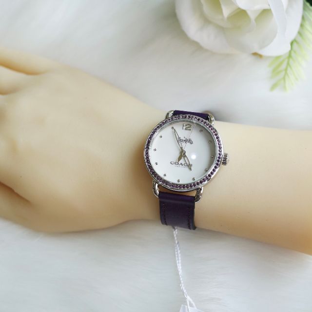 Coach Delancey White Dial Purple Leather Strap Watch for Women - 14502886 Buy Now By Coach