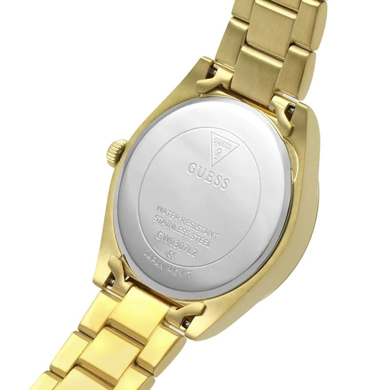 Guess Luna Diamonds Black Dial Gold Steel Strap Watch for Women - GW0307L2 Buy Now By Guess