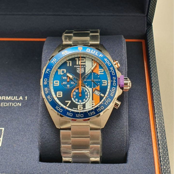 Tag Heuer Formula 1 Gulf Edition Chronograph Blue Dial Silver Steel Strap Watch for Men - CAZ101AT.BA0842 Buy Now By Tag Heuer