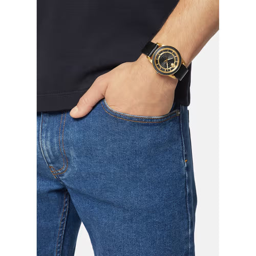 Versace Code Quartz Black Dial Black Leather Strap Watch For Men - VEPO00320 Buy Now By Versace