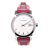 Burberry The City White Dial Haymarket Pink Leather Strap Watch for Women - BU9149 Buy Now By Burberry