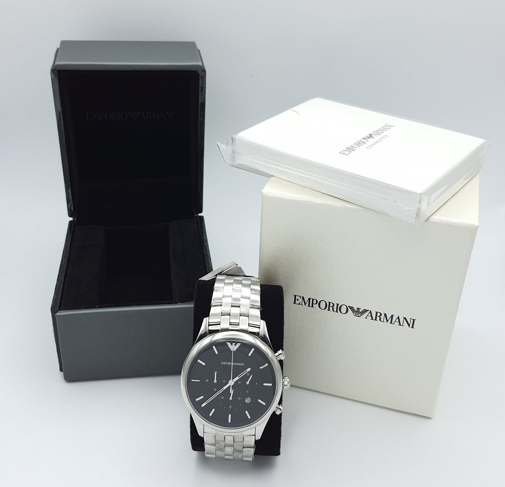 Emporio Armani Chronograph Black Dial Silver Steel Strap Watch For Men - AR11017 Buy Now By Emporio Armani