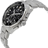 Tag Heuer Aquaracer Quartz Chronograph Black Dial Silver Steel Strap Watch for Men - CAY111A.BA0927 Buy Now By Tag Heuer
