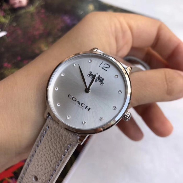 Coach Slim Easton Silver Dial Silver Leather Strap Watch for Women - 14502685 Buy Now By Coach