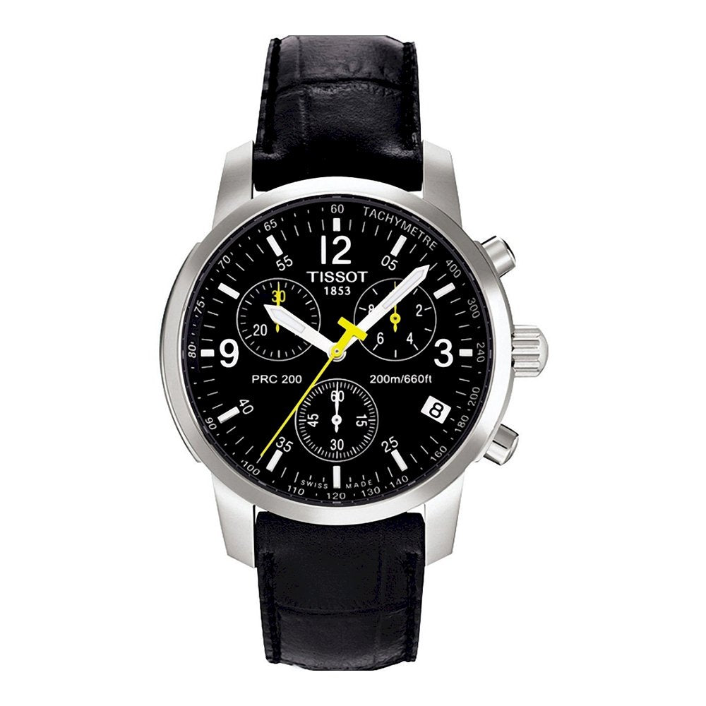 Tissot T Race PRC 200 Chronograph Quartz Black Dial Black Leather Strap Watch for Men - T17.1.526.52 Buy Now By Tissot