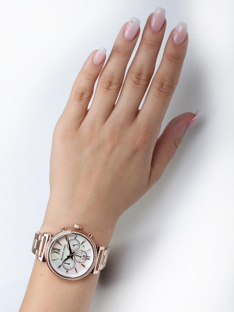 Michael Kors Sofie Chronograph Mother of Pearl White Dial Rose Gold Steel Strap Watch For Women - MK6576 Buy Now By Michael Kors