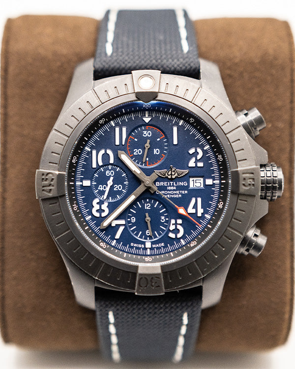 Breitling Super Avenger Chronograph 48 Night Mission Blue Dial Blue Leather Strap Watch for Men - V13375101C1X2 Buy Now By Breitling