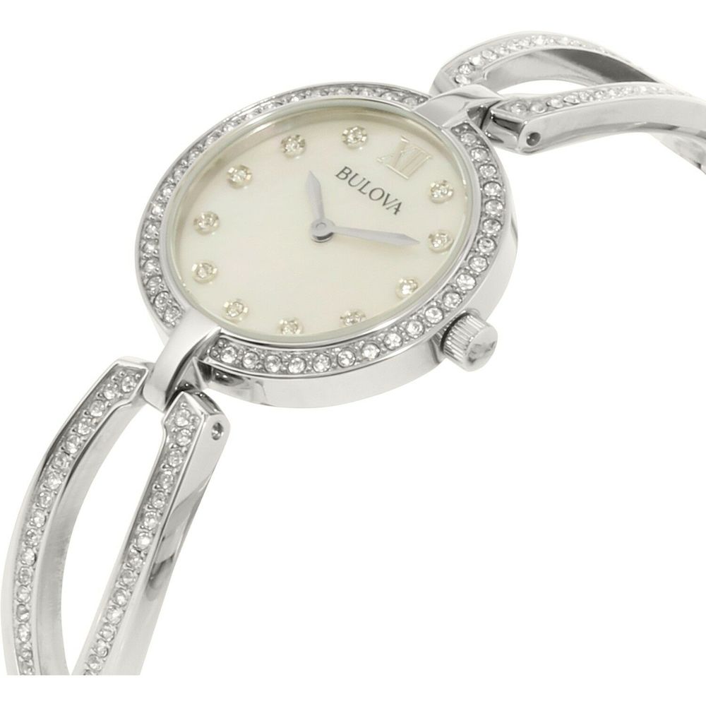 Bulova Crystal Collection Mother of Pearl Dial Silver Steel Strap Watch for Women - 96L223 Buy Now By Bulova