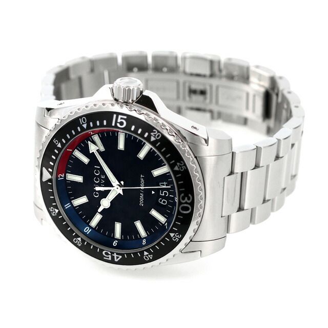 Gucci Dive Quartz Black Dial Silver Steel Strap Watch For Men - YA136212 Buy Now By Gucci