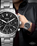 Fossil Goodwin Chronograph Black Dial Silver Steel Strap Watch for Men - FS5412 Buy Now By Fossil