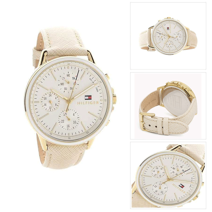 Tommy Hilfiger Carly Silver Dial Cream Leather Strap Watch for Women - 1781790 Buy Now By Tommy Hilfiger