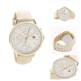 Tommy Hilfiger Carly Silver Dial Cream Leather Strap Watch for Women - 1781790 Buy Now By Tommy Hilfiger