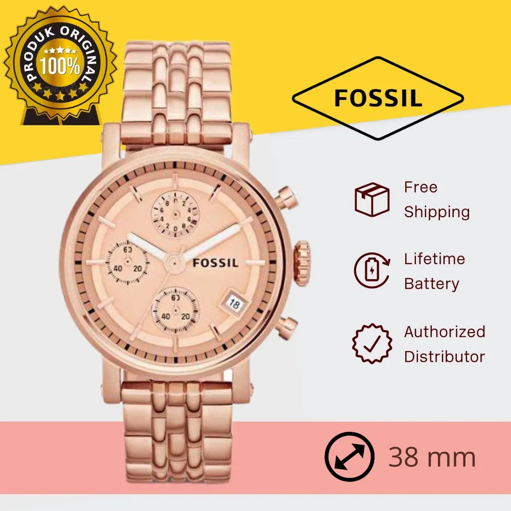 Fossil Boyfriend Chronograph Rose Gold Dial Rose Gold Steel Strap Watch for Women - ES3380 Buy Now By Fossil
