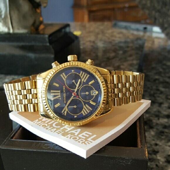 Michael Kors Lexington Chronograph Blue Dial Gold Steel Strap Watch For Women - MK6206 Buy Now By Michael Kors