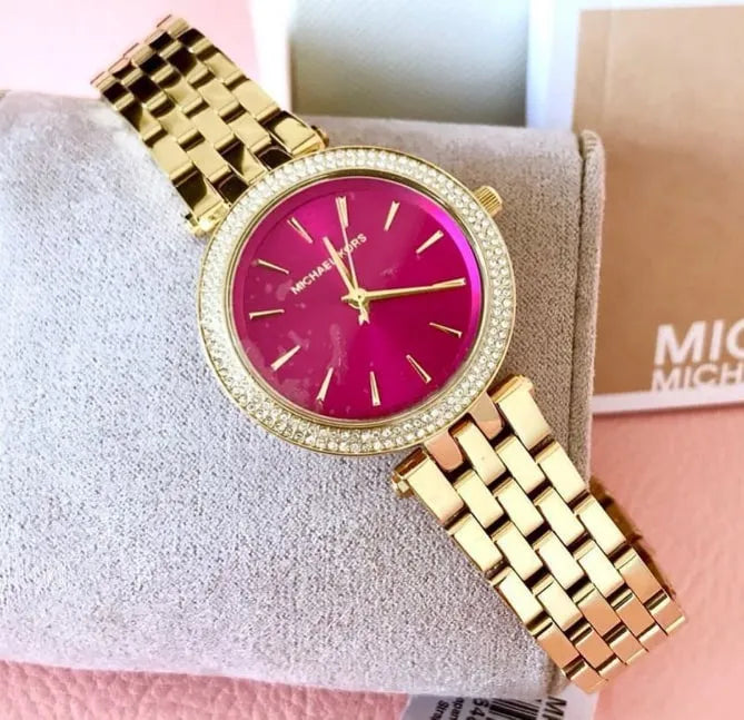 Michael Kors Darci Pink Dial Gold Steel Strap Watch for Women - MK3444 Buy Now By Michael Kors