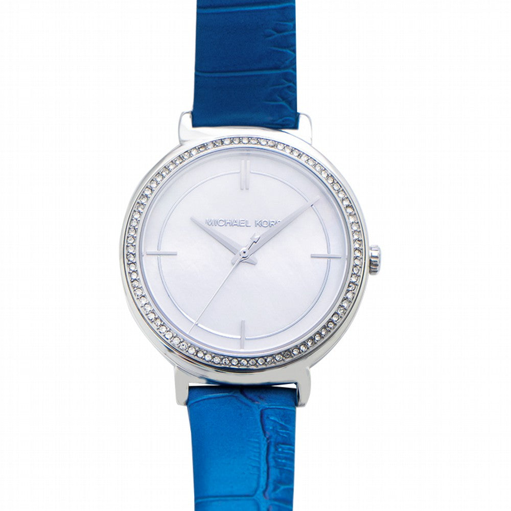 Michael Kors Cinthia Mother of Pearl Dial Blue Leather Strap Watch for Women - MK2661 Buy Now By Michael Kors