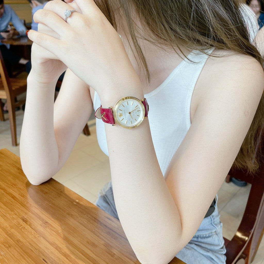 Versace V-Twist Silver Dial Red Leather Strap Watch for for Women - VELS00519 Buy Now By Versace