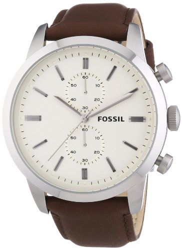Fossil Townsman Chronograph White Dial Brown Leather Strap Watch for Men - FS5350 Buy Now By Fossil