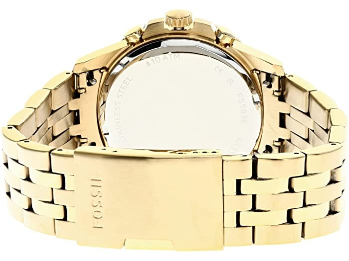 Fossil FB-01 Chronograph Black Dial Gold Steel Strap Watch for Men - FS5836 Buy Now By Fossil