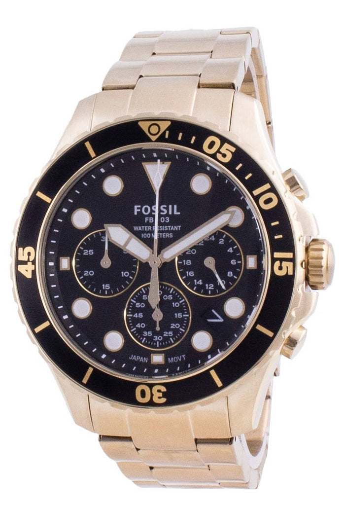Fossil FB-03 Chronograph Black Dial Gold Steel Strap Watch for Men - FS5727 Buy Now By Fossil